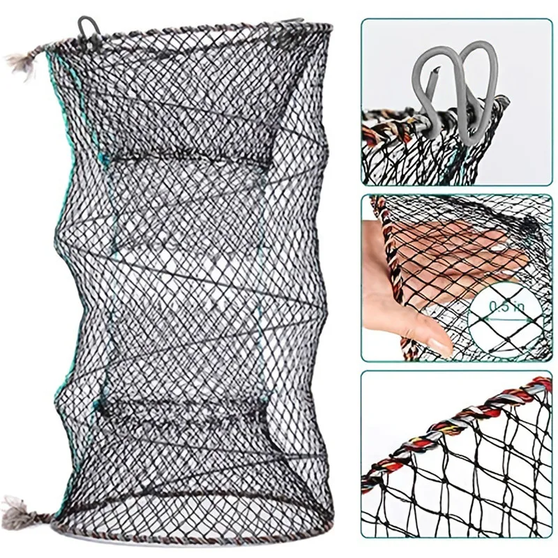 Teleskop faltbares Fischernetz Garnelen fisch falle Karpfen großes Creel Feeder Krabben fänger Surf