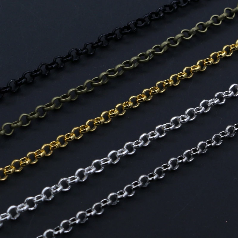5 Meter/Los 2,0 mm 2,5 mm 5 Farben vergoldet O-Ring ungeschweißte Eisenkabelketten Halskette DIY