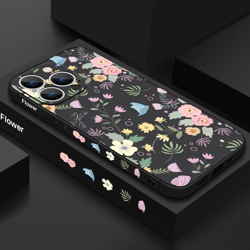 Romantische Gartenblätter Handyhülle für iPhone 15 14 13 Pro Max 15 Pro, stoßfeste Stoßstange,