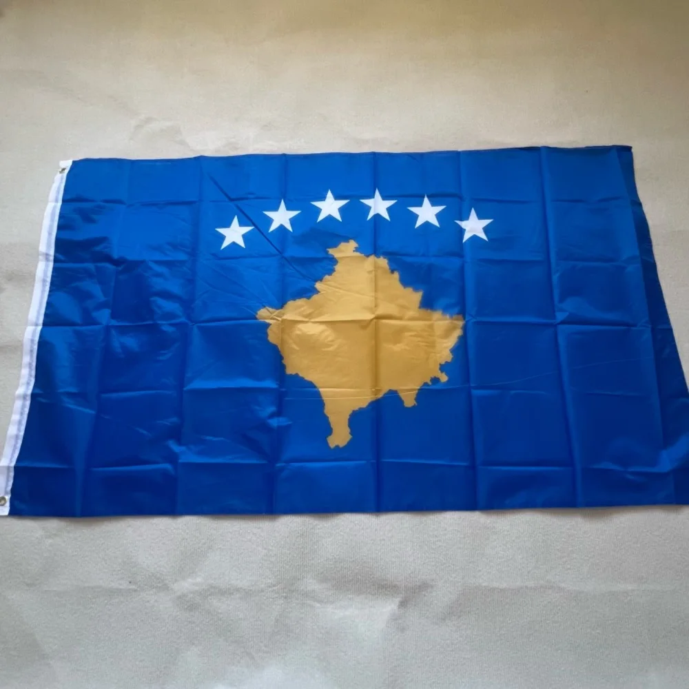 Kosovo-Flagge, 90 x 150 cm, Flaggenbanner, doppelseitig, durchlässig, hängendes Polyester,