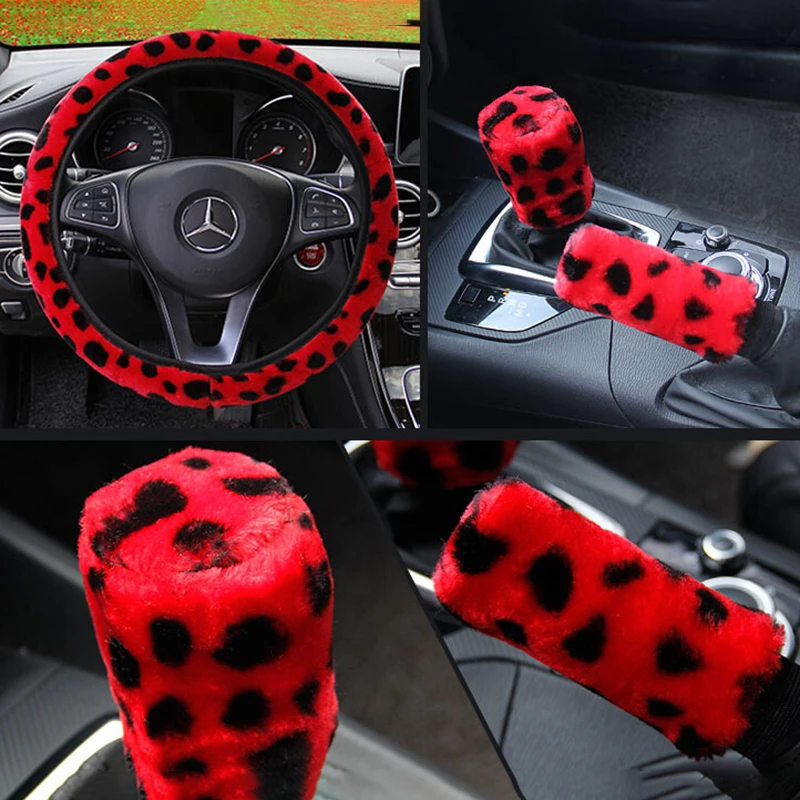 3 teile/satz Mode Leopard bedruckte Lenkrad abdeckung Hand brems getriebe Schutzkappe für Auto