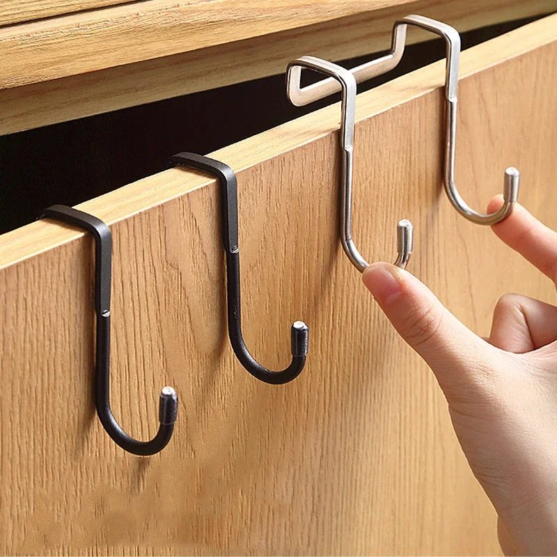 2-10 Stück 304 Edelstahl Haken Doppel S-Form Haken Küche Bad Schrank tür ohne Spur Haken Handtuch