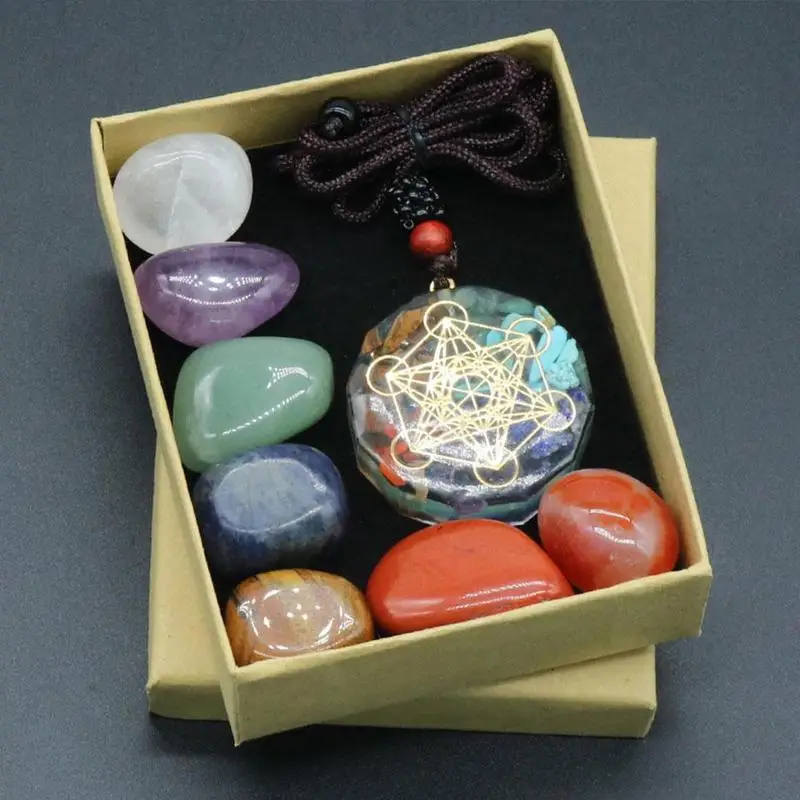 Bunte Chakra Yoga Reiki Stein Set für die Heilung Meditation natürliche Kristalls teine Quarz