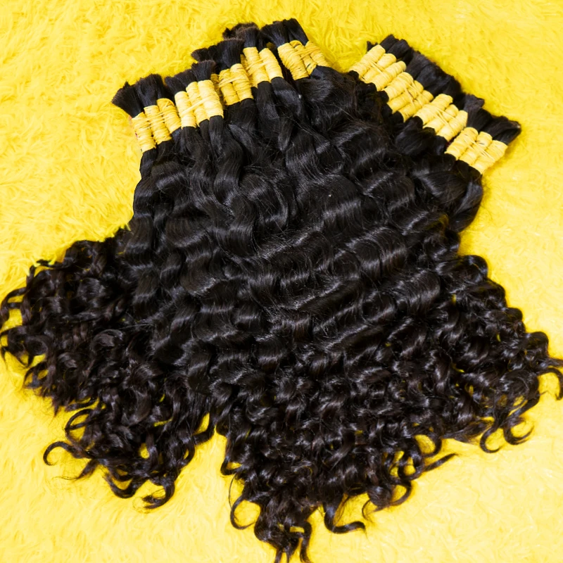 12A Raw Bulk Human Hair Deep Wave For Braiding Deep Wave Burmese Curly No Weft Brazilian Remy Hair