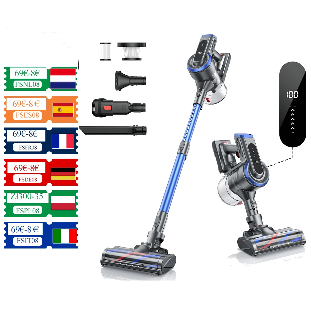 Honiture S12 draadloze stofzuigers 450 W handheld verwijderbare batterij 55 minuten draadloos smart huishoudapparaat touchscreen