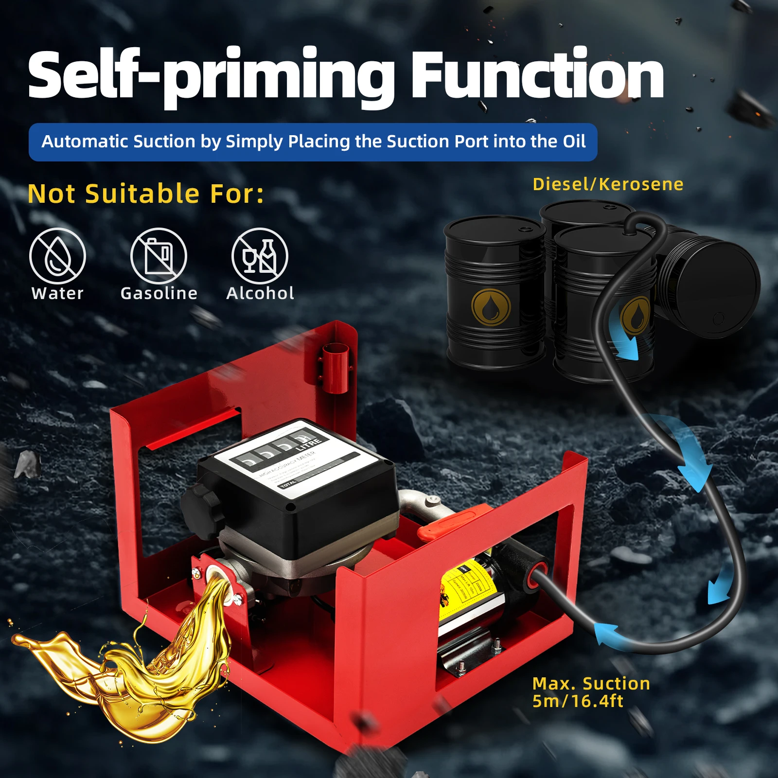 230V Diesel Transfer pumpe 50l/min Kupferdraht motor einstellbare Geschwindigkeit für Automobile