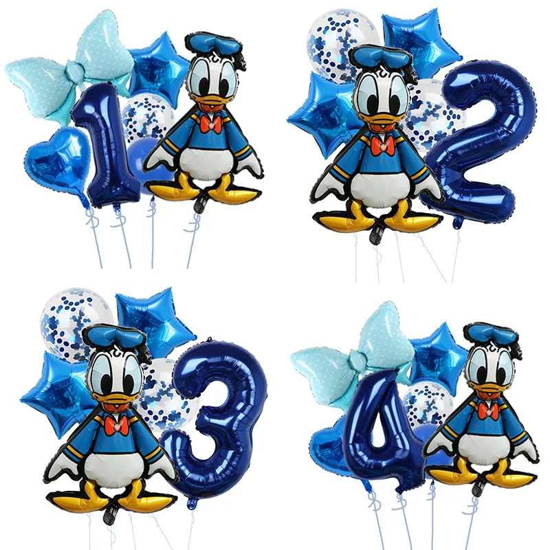 Dunkelblaue Zahlen Folie Ballon 1-9 Cartoon Donald Ente Thema 7 stücke großen Bogen für Baby party