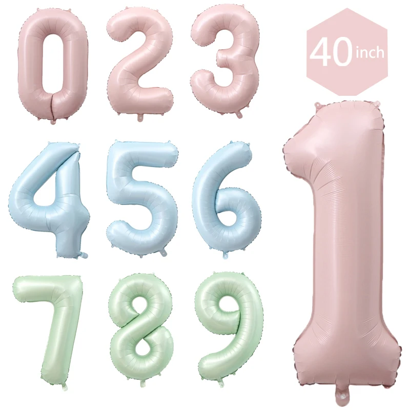 1 Stück großer 40-Zoll-Zahlen-Baby-Blau-Rosa-Folienballon 1 2 3 4 5 6 7 8 9 für