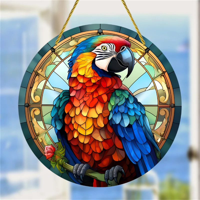 Bunte Papagei Sonnen fänger Acryl Zeichen Tier Fenster Wandbehang Ornament Dekor für Home Office