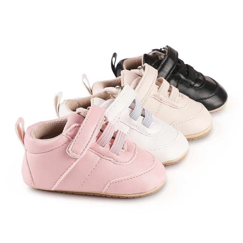 Babys chuhe Baby Boy Mädchen Schuhe klassische Leder Gummis ohle Anti-Rutsch-Kleinkind First Walker