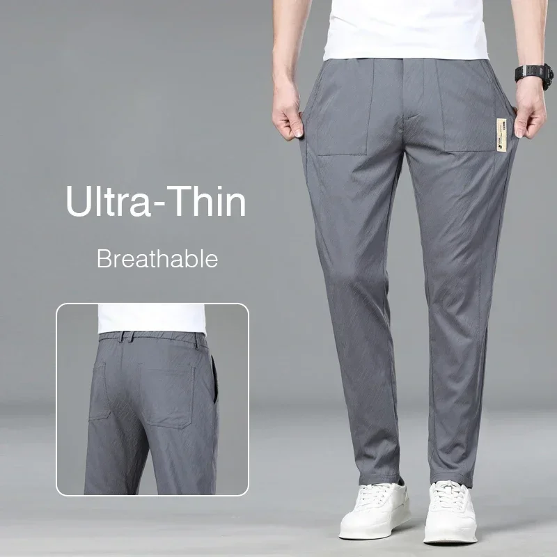 Sommer Neue Ultra-dünne Atmungsaktive männer Baumwolle Baggy Casual Hosen Einfarbig Business Casual
