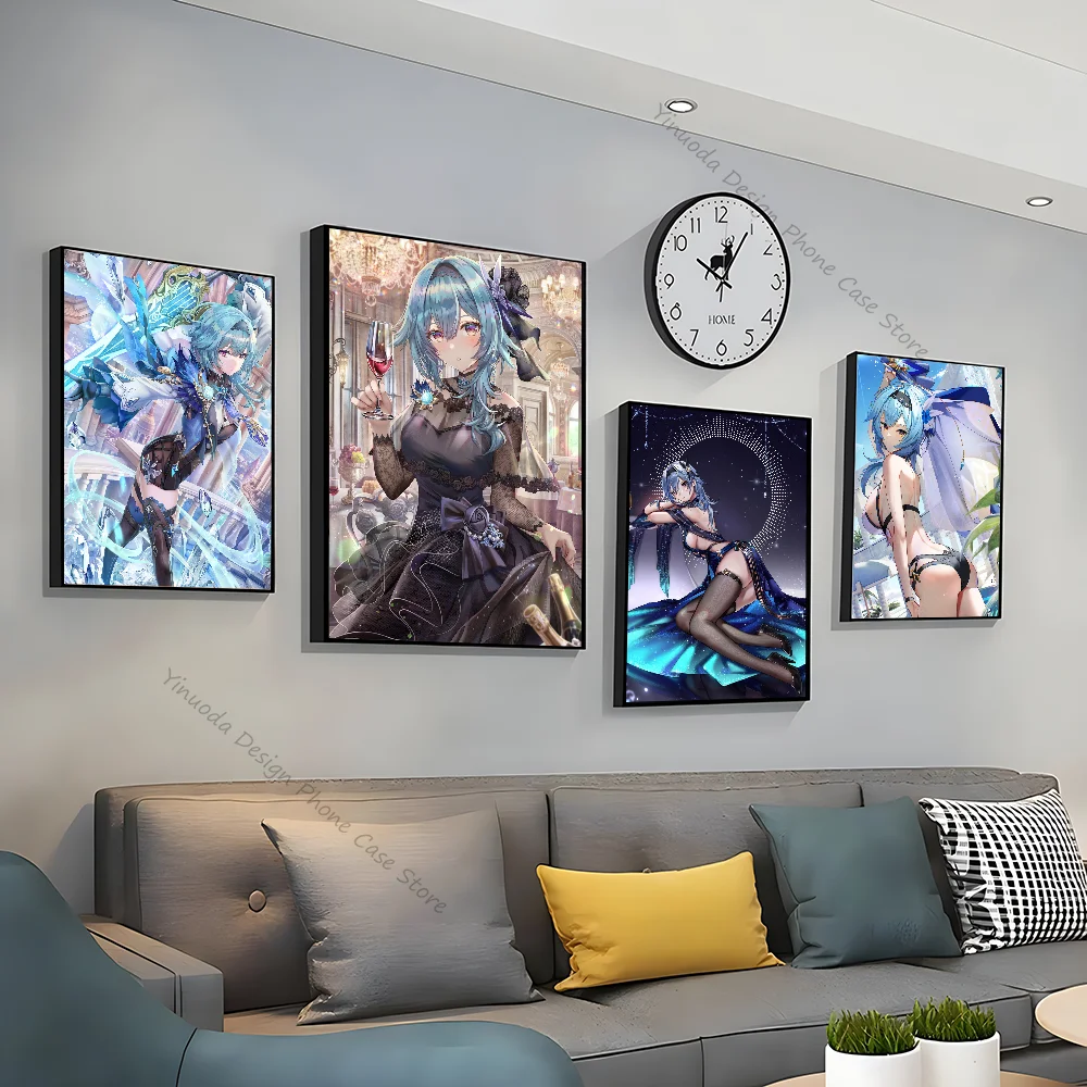 1pc Eula Lawrence Genshin Impact Anime Mädchen Poster gute Qualität Drucke Vintage Zimmer Home Cafe