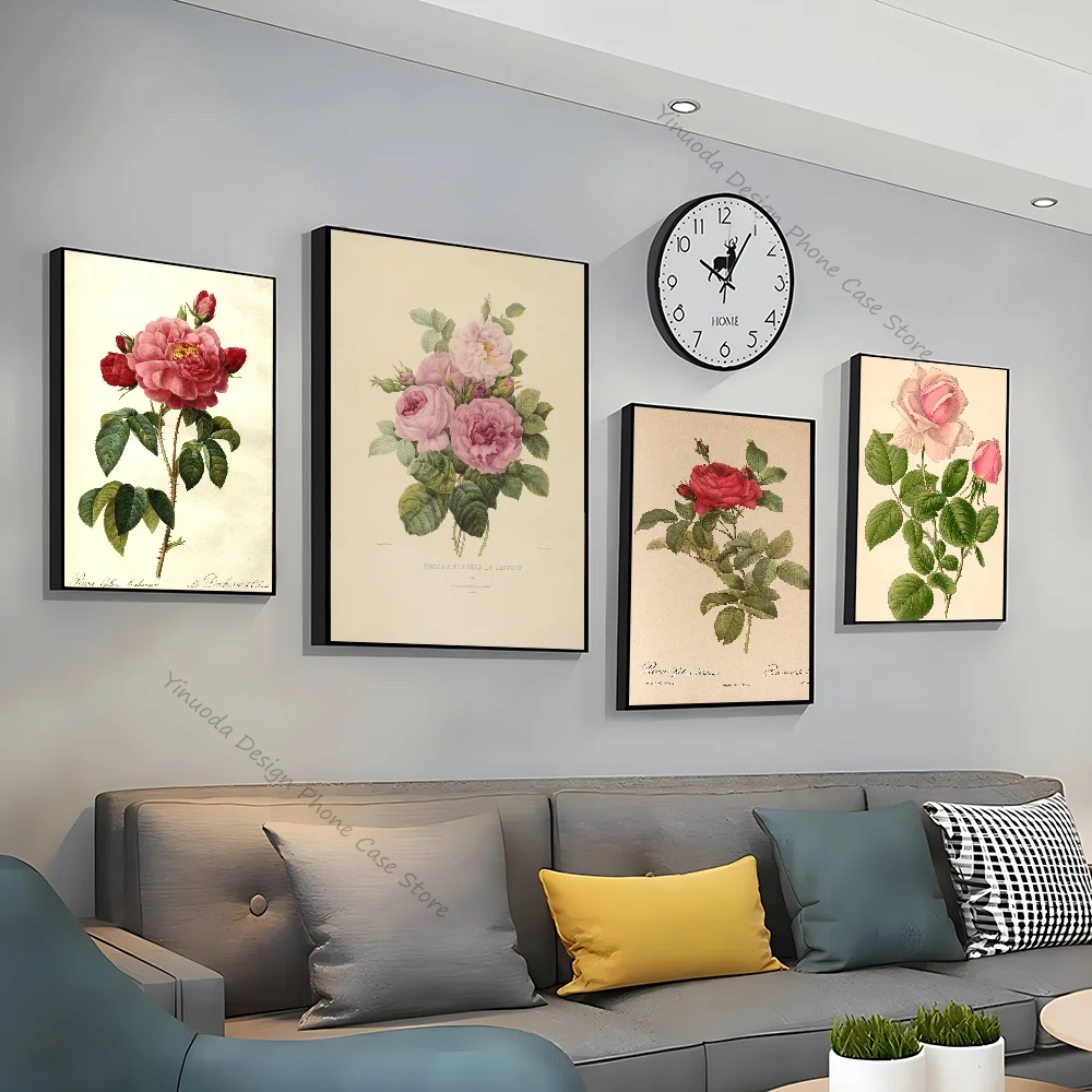 1pc Hand gezeichnete botanische Kunst Blumen plakat gute Qualität druckt Vintage Zimmer Home Bar