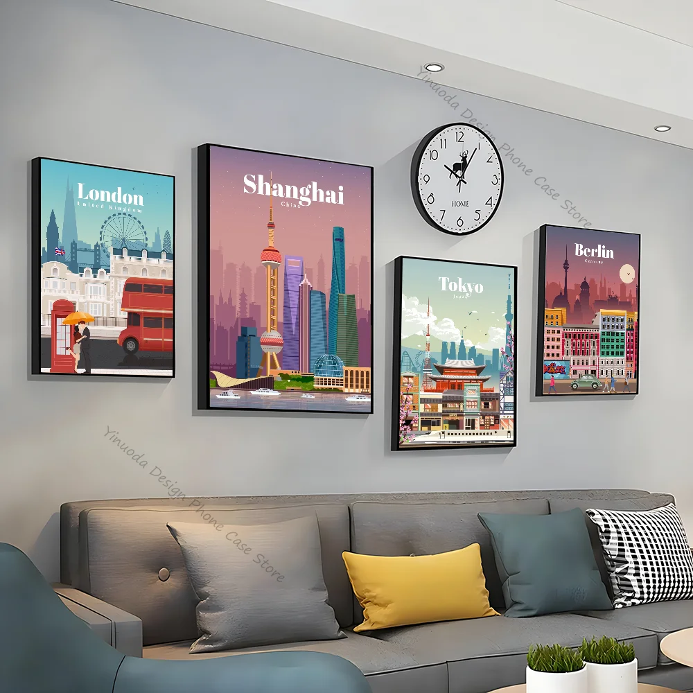 1pc Weltreise Städte Poster gute Qualität Drucke und Poster Vintage Zimmer Home Bar Cafe Dekor