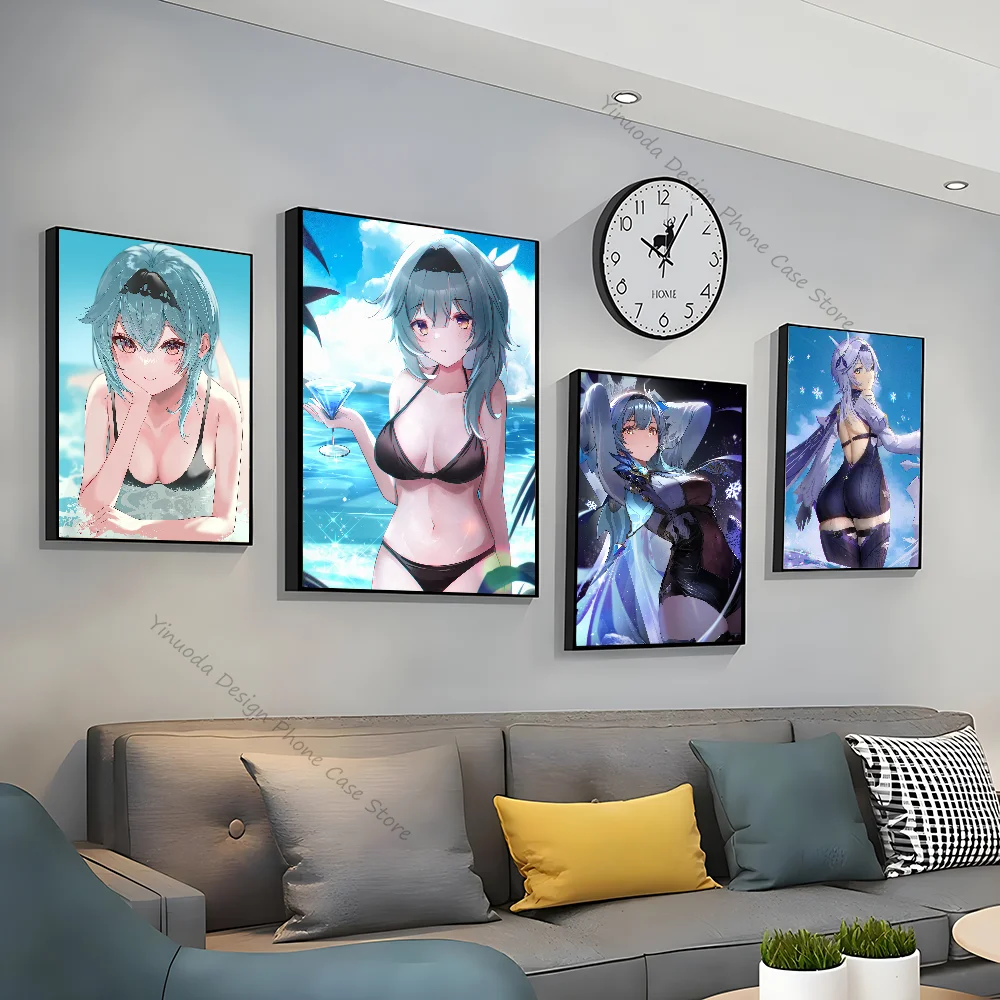 1pc Eula Lawrence Genshin Impact Anime Mädchen Poster gute Qualität Vintage Zimmer Home Bar Cafe