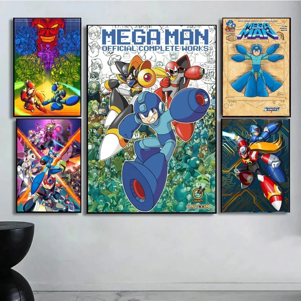 Anime Rockman Megaman Film Sticky Poster Vintage Room Bar Cafe Decor Nordic Home Decor