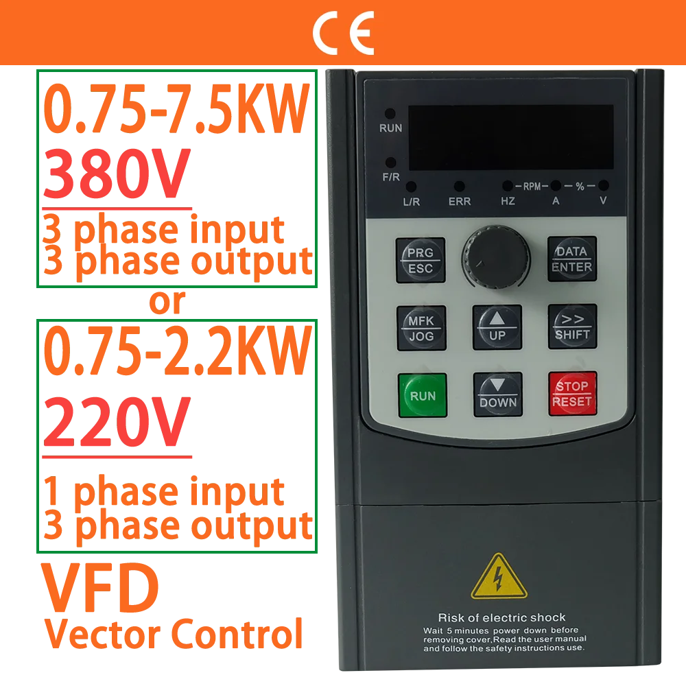 380V oder 220V Vektors teuerung vfd Frequenz umrichter Wechsel richter 0.75/1.5/2.2/3.7/4/5/7,5 kW