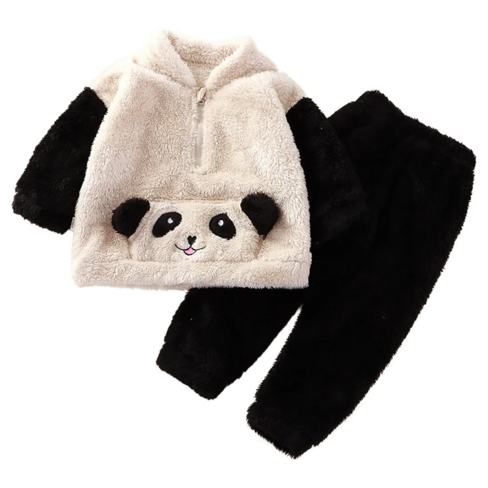 Cartoon Kinder Kinder Pyjamas Kleidung Set Tiere Baby Jungen Mädchen Hause Tragen Winter Kinder