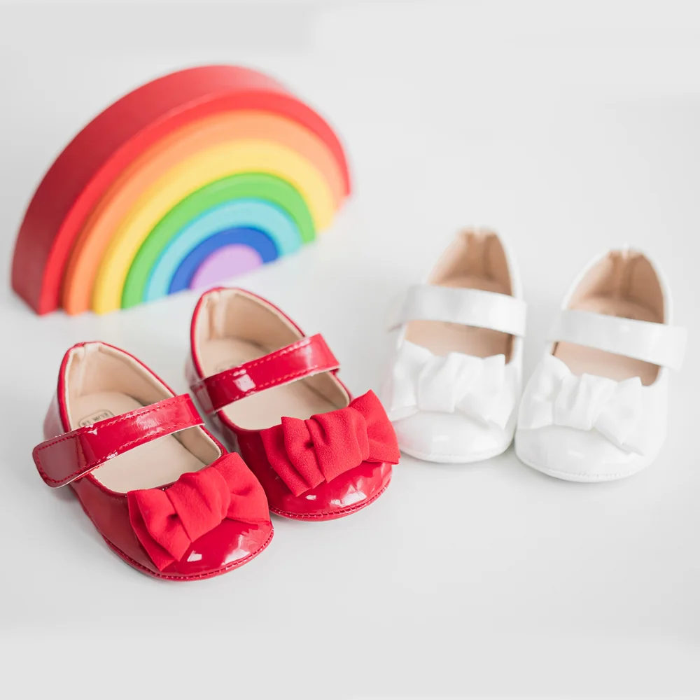 Frühling Herbst neue Mode Babys chuhe Bogen Prinzessin Soft Bottom Schuhe einfarbig Gummi boden bunt