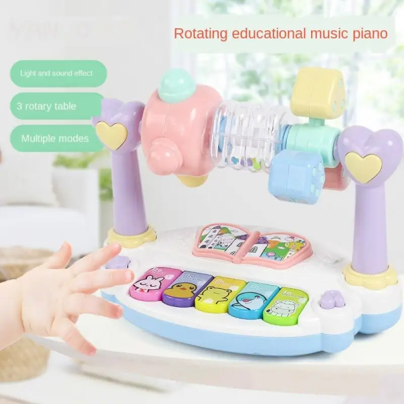 Baby Rotierendes Klavier Spielzeug Bildung Musikinstrument Lichter Und Ton Drehtisch Puzzle