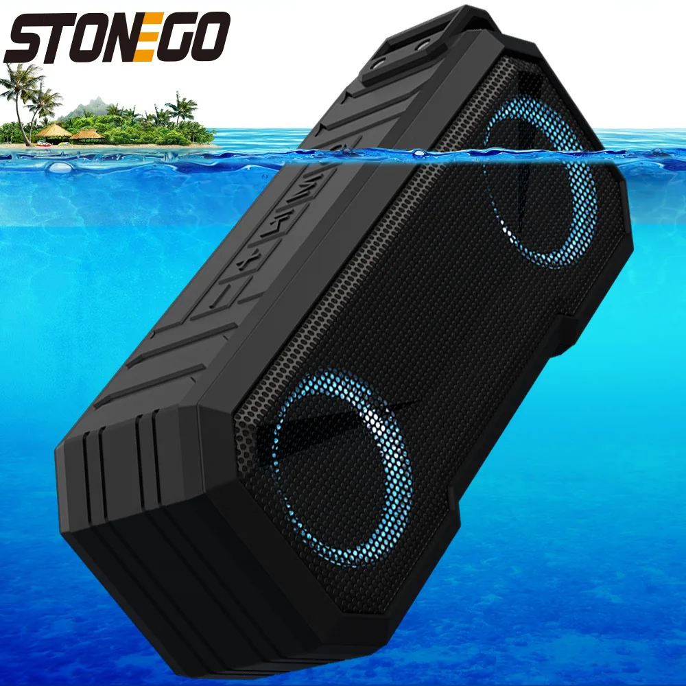 Stonego portátil bluetooth alto-falante sem fio luz flash tws baixo estéreo ipx7 à prova dplayágua