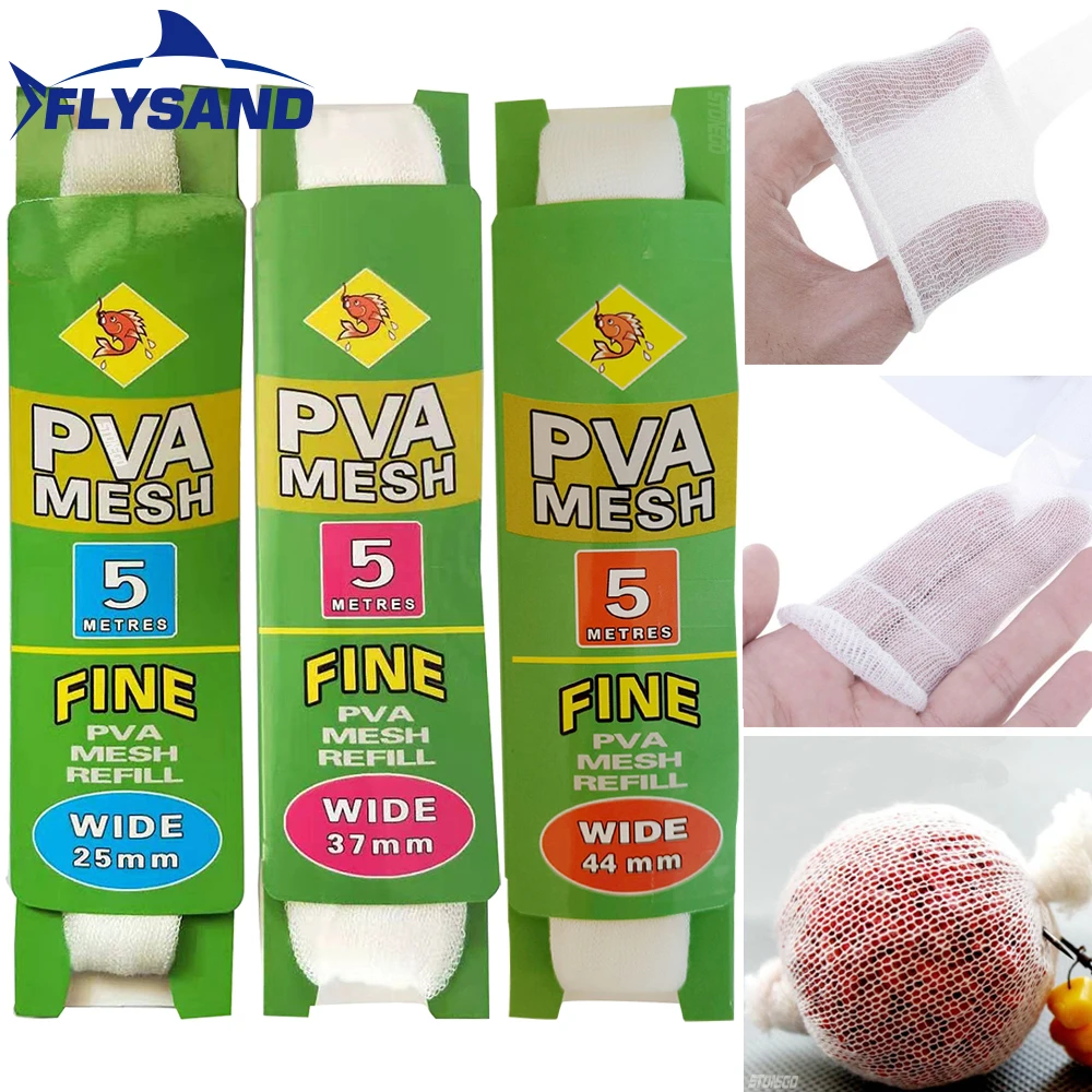 FLYSAND 5m PVA Fishing Mesh PVA Fishing Bag Mesh Water Soluble Mesh Carp Fishing Feeder Trap Bait