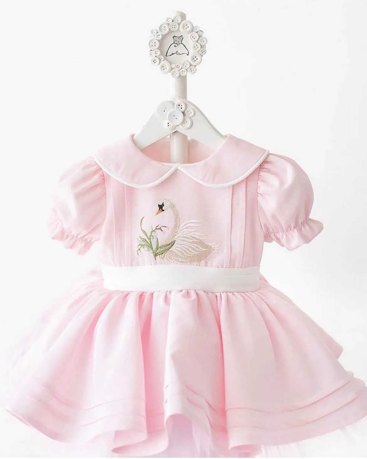 0-12 Jahre Baby Mädchen Sommer Rosa Schwan Stickerei Türkische Vintage Prinzessin Rosa Kleid für