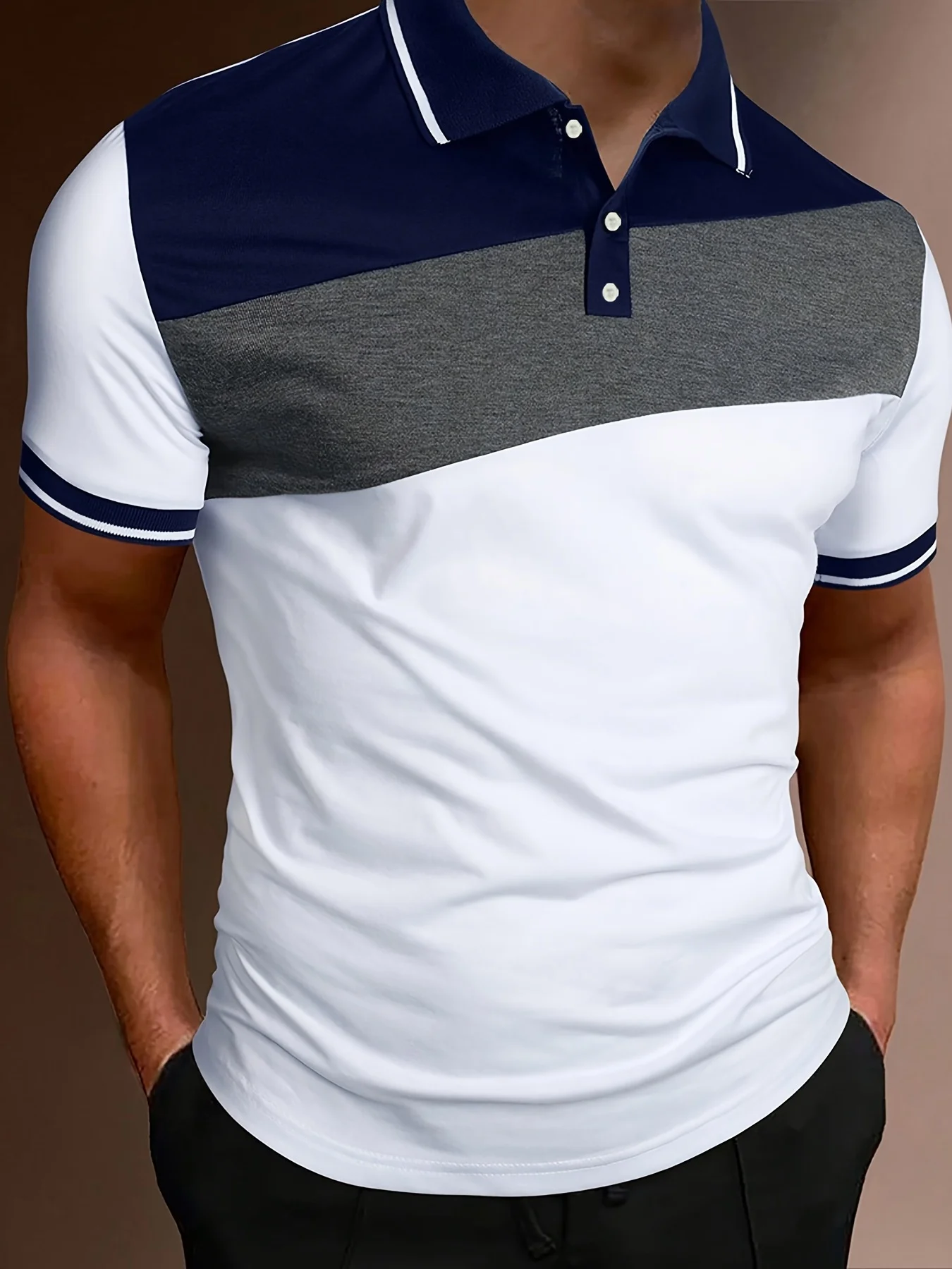 Herren Polos hirt Farbe Block Knopf Polo Sommer 3dprinted Golf Kurzarm Business Casual Polo