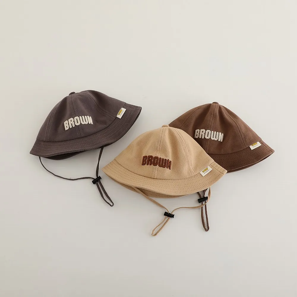 Mädchen Baby Mode Stickerei Brief Sonnencreme Fischer Mütze Junge Kinder lässig Urlaub Hut Säugling