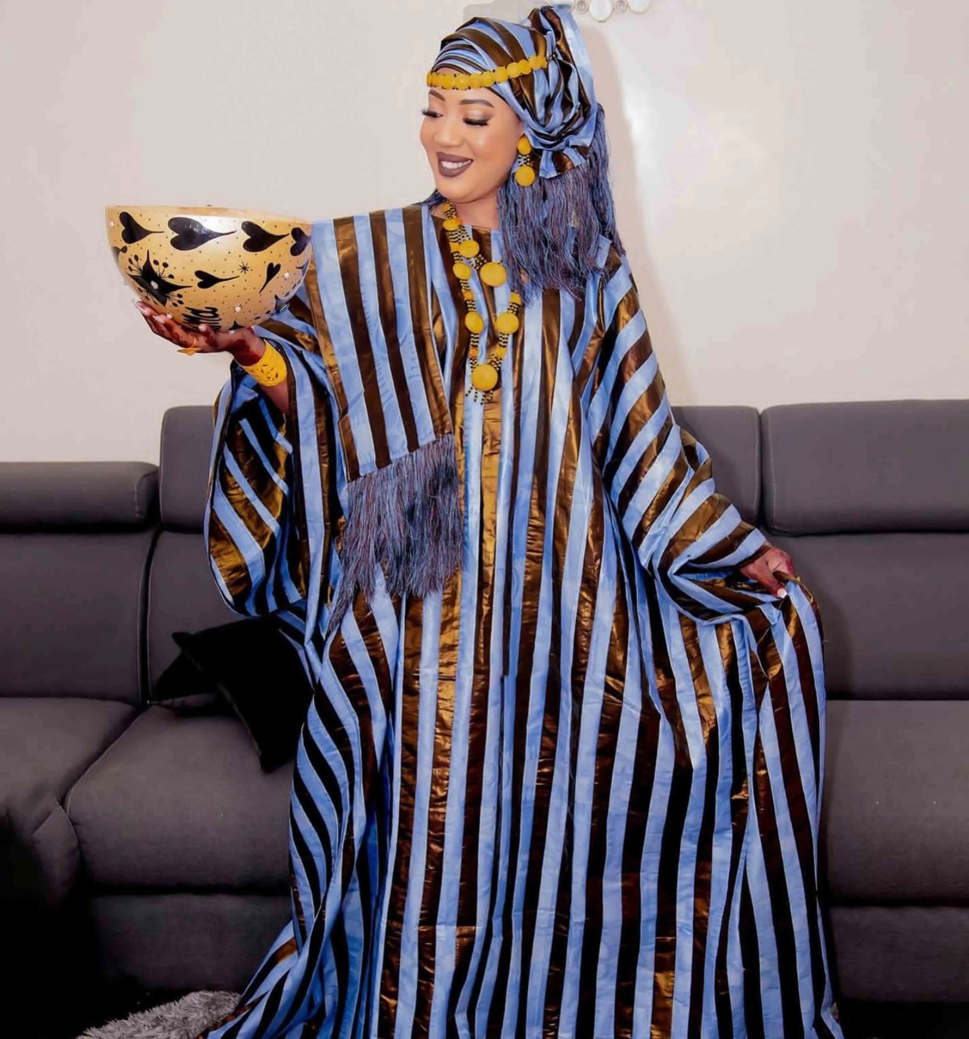 Riche Women's Printed Boubou with Scarf Maxi Dress - Stylish and Comfortable Outfit for Daily Wear