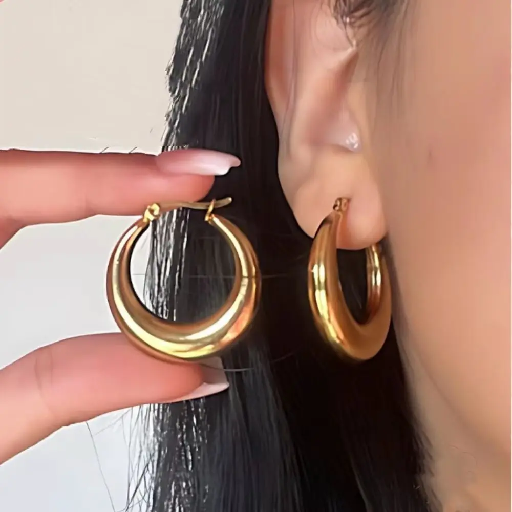 New Style 2024 Wholesale Smooth Exquisite Big Circle Hoop Earrings for Women Girl Wedding Party