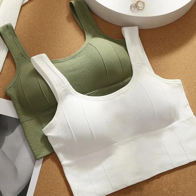 Crop Tops for Women with Built in Bras Seamless Wire Free Comfortable Sexy Padded Support Yoga