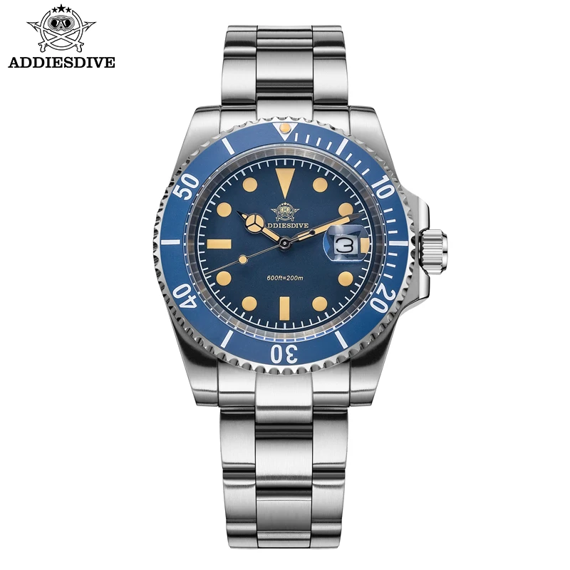 ADDIESDIVE Luxury Quartz Watch Display Calendar 41mm Fashion Watches Stainless Steel 20Bar Dive