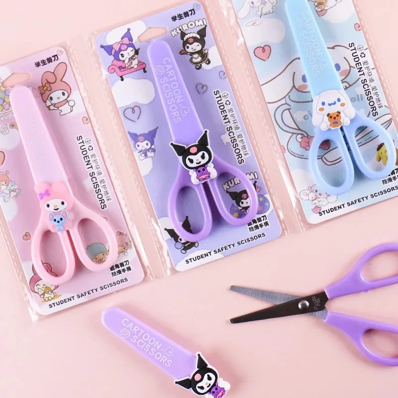 Sanrio Kuromi Cinnamoroll Melody Hand Made Scissors Kawaii Children Safety Silicone Shell Kid