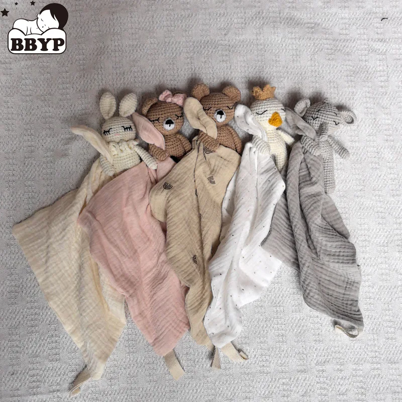 Handgemachte Baby Baumwolle Musselin Bequeme Decke Nette Katze Puppe Für Kleinkinder Kinder Schlaf