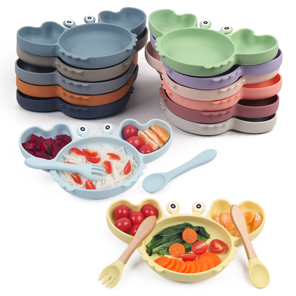 Baby Essteller Baby Ergänzungs mahlzeit Teller Kinder geschirr Fach Cartoon Silikon Saugnapf