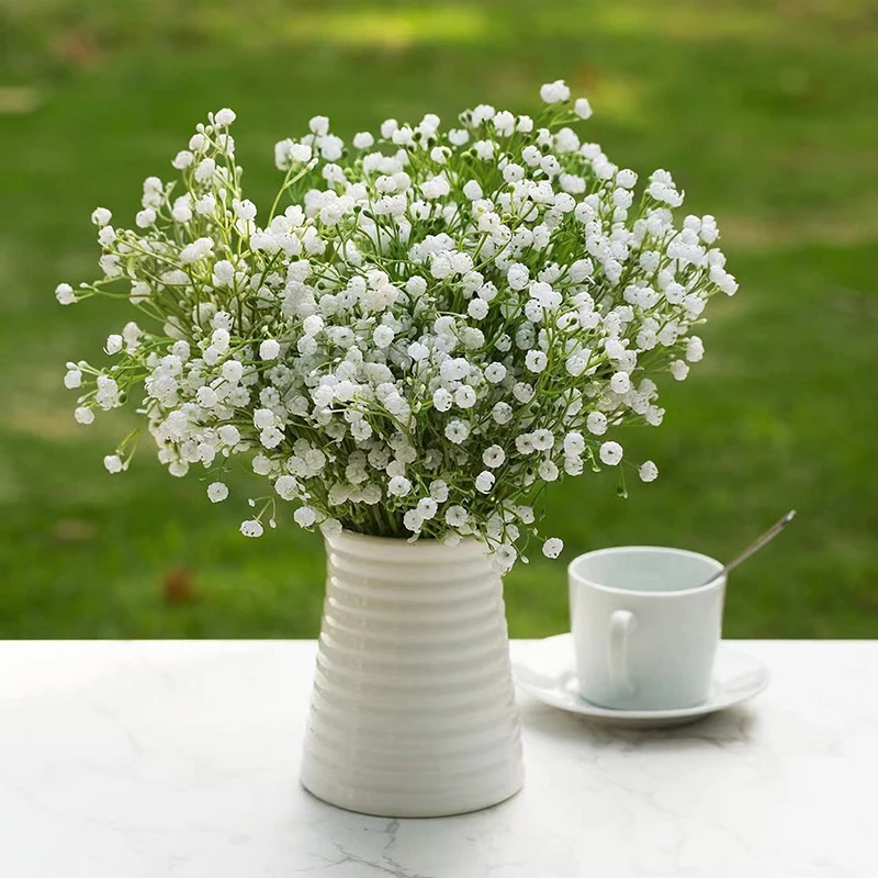 15 Zoll weiße Gypsophila künstliche Blumen Hochzeit DIY Dekoration Anordnung Kunststoff Babys Atem