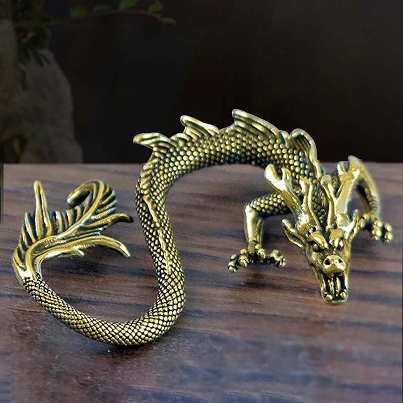 Chinesische Tier Drachen Statue Bronze Figur Ornamente antike Kupfer mythische Tier Miniatur Home