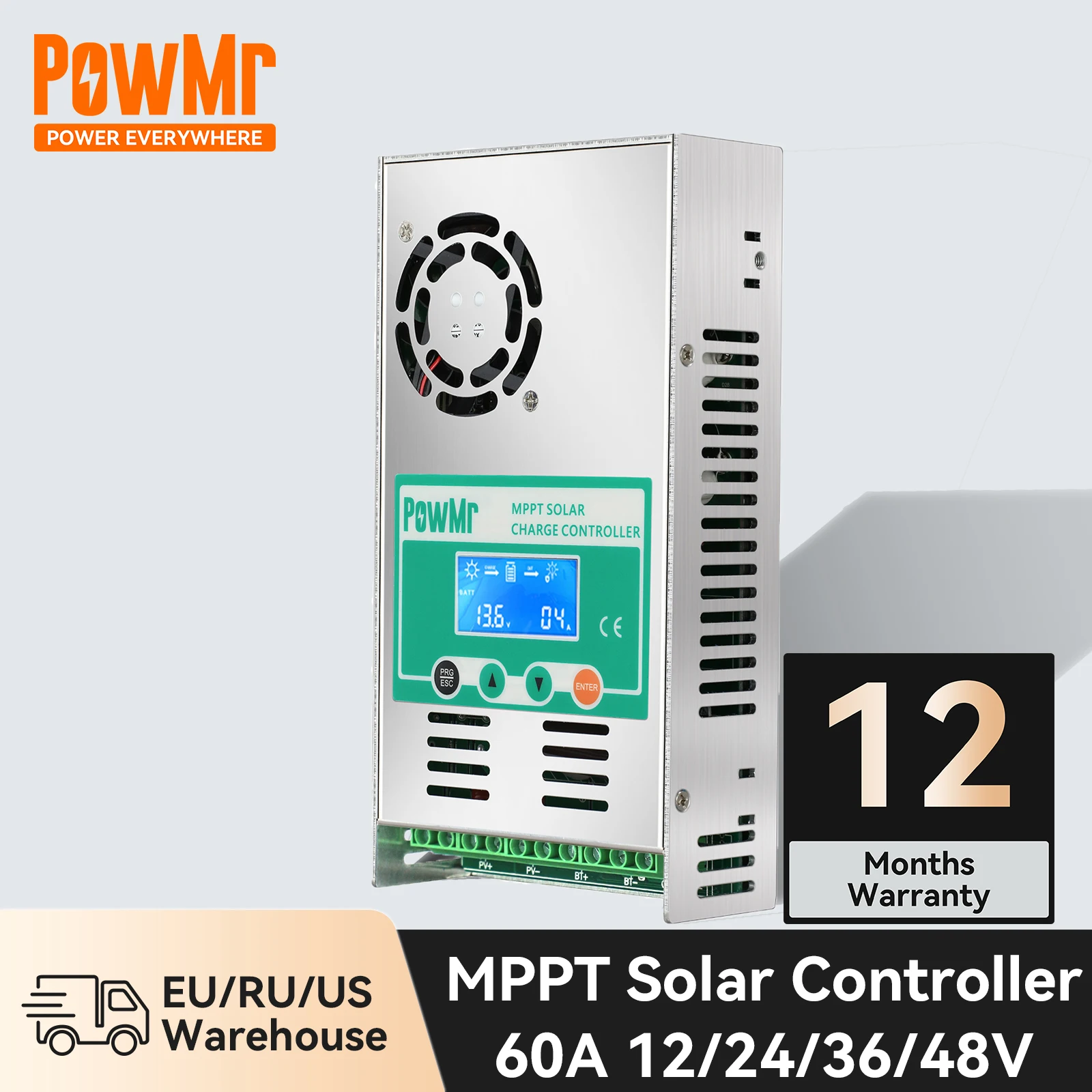 Powmr mppt Solar laderegler 60a 12V 24V 36V 48V Solar regler Lifepo4 Blei-Säure-Batterie