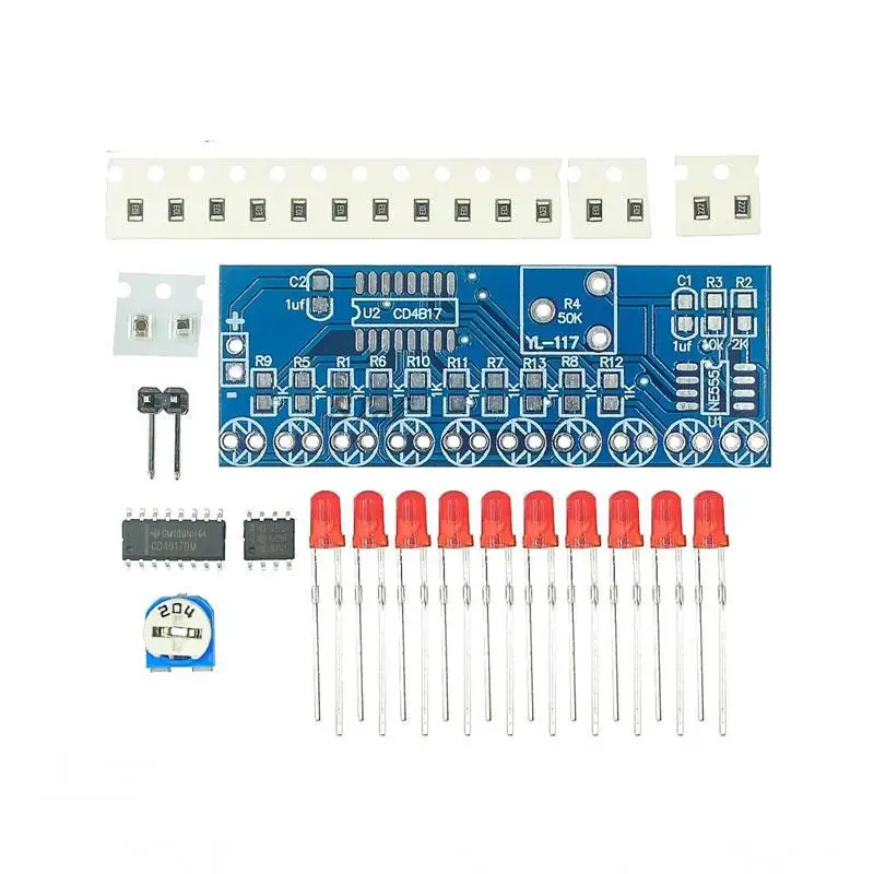 Smart Electronics Kits NE555+CD4017 Lichtwasser fließendes LED-Modul DIY Kit