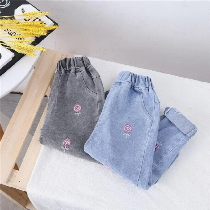 Mädchen Baby rauch graue Hosen tragen lose Frühling und Herbst Kleid Mädchen Jeans neue koreanische