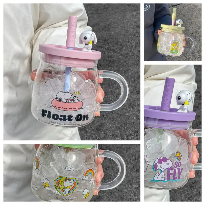 Snoopy sippy Tasse Kind Cartoon hohe Kapazität Mädchen Glas Griff Kaffee Milch Tasse Student