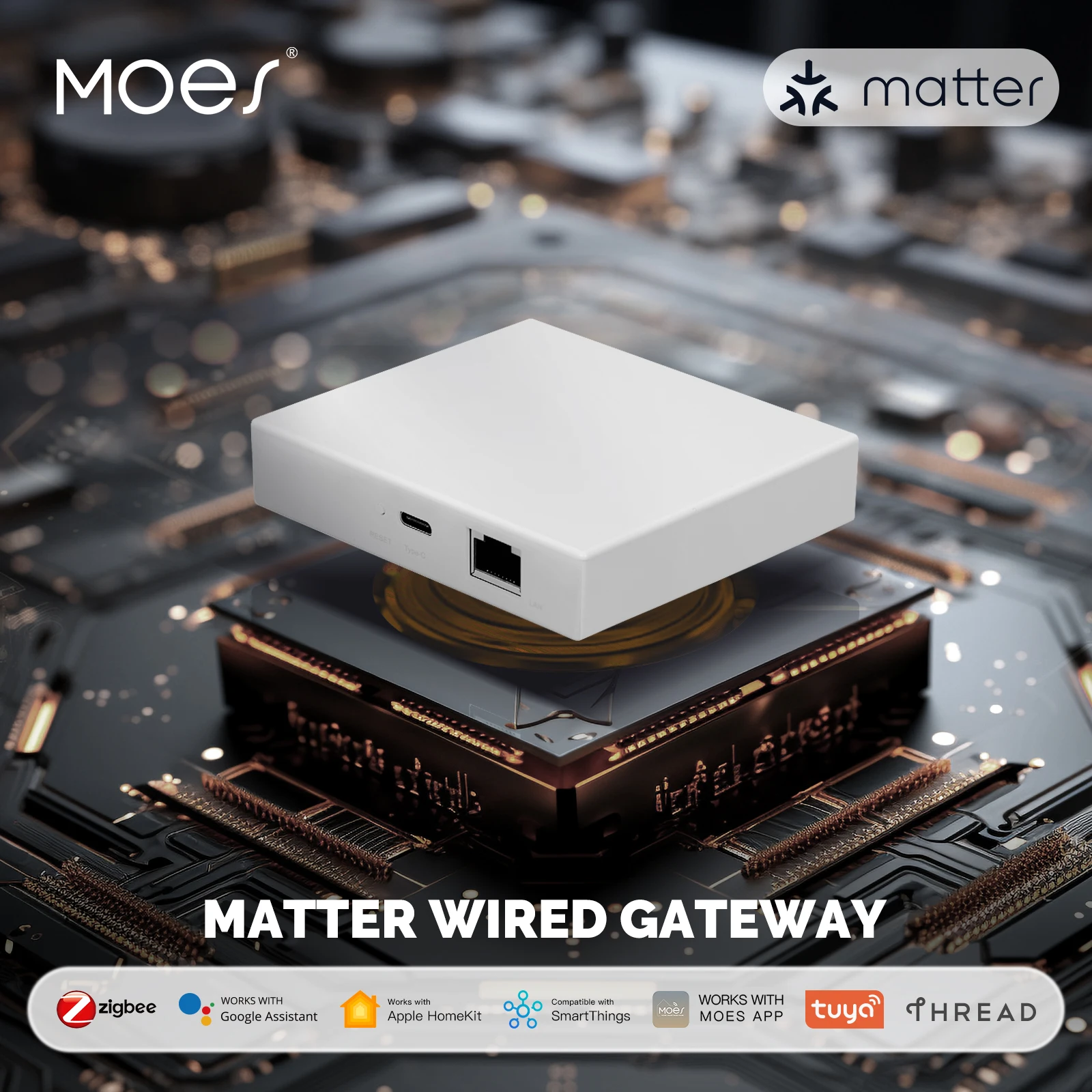 MOES Tuya Zigbee Matter Thread Gateway Smart Home Bridge Matter Hub Unterstützung Sprachsteuerung