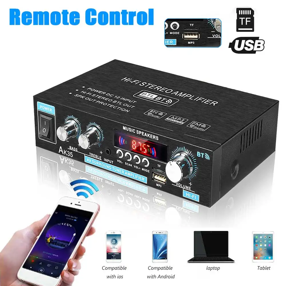 Ak35 home bluetooth lautsprecher verstärker 2 kanal bluetooth audio bass audio digitaler leistungs