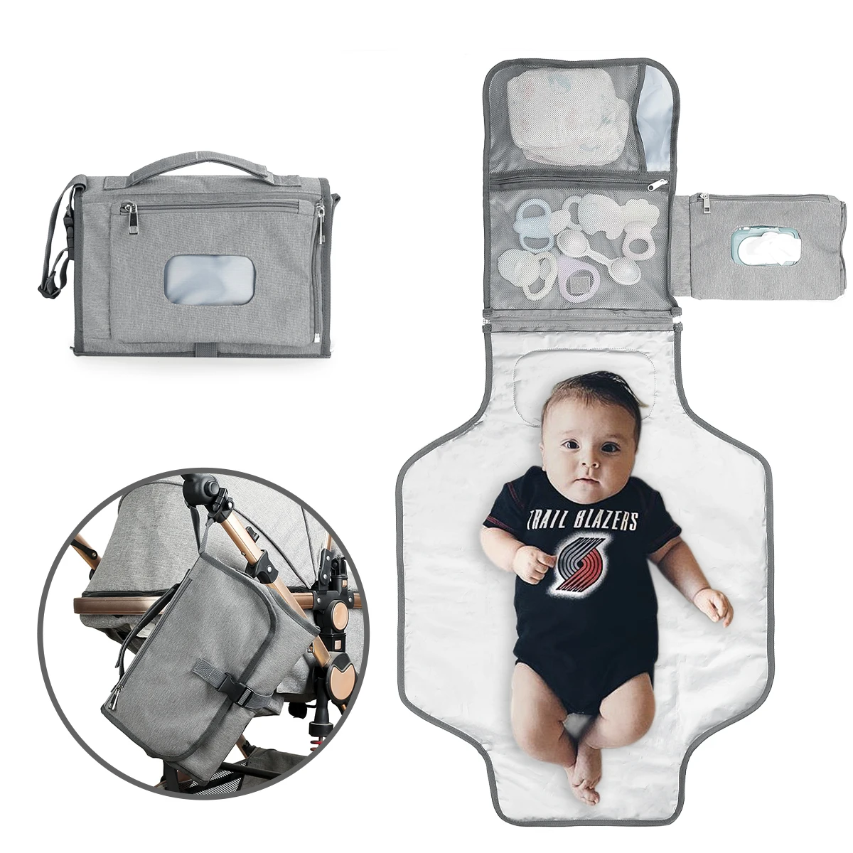 Wickeltasche für Babys, leichte tragbare Wickelunterlage für Babywindeln, wasserdichte und faltbare