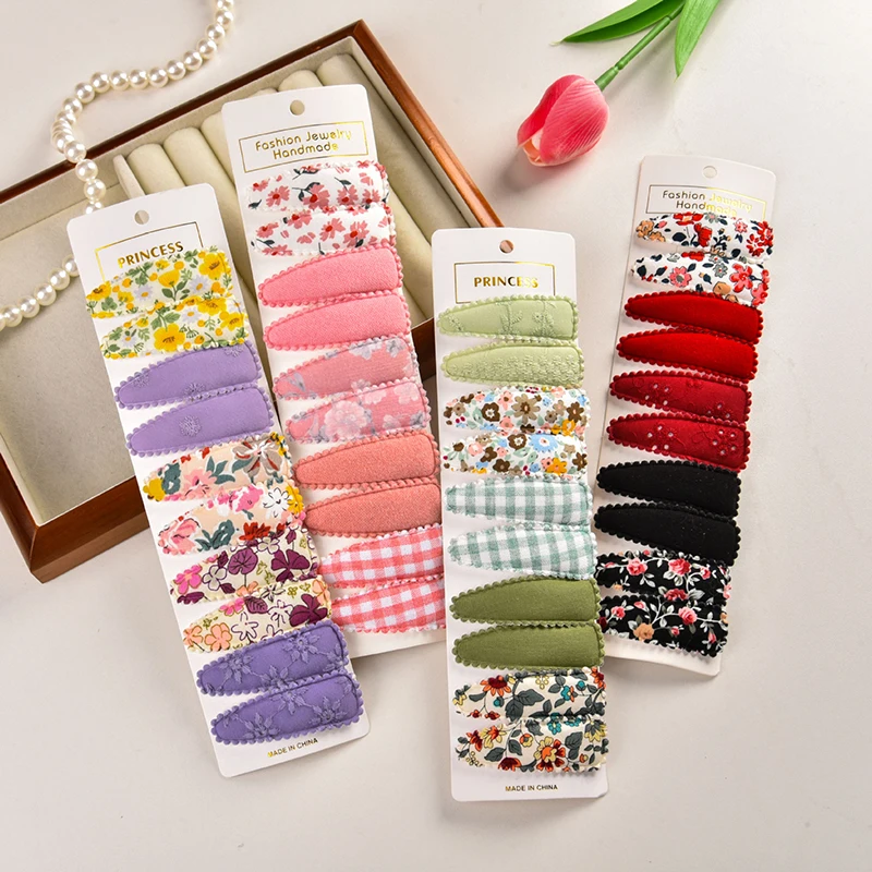Frühlings stil Kinder haar zubehör einfarbige Spitze BB Clip Baby Blumen Plaid Seite Pony Clip Set