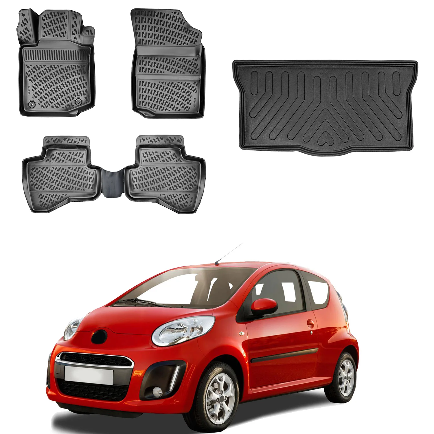 Fußmatten Cargo Trunk Liner passt für Citroen C1 2012-2015 Set-Allwetter maximale Abdeckung-Wasser