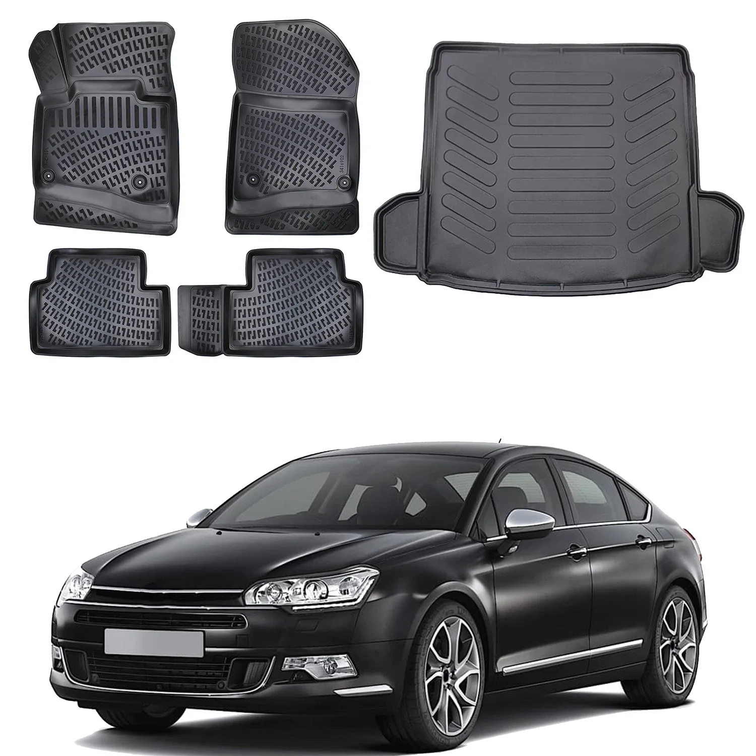 Fußmatten Cargo Trunk Liner passt für Citroen C5 2012-2015 Set-Allwetter maximale Abdeckung-Wasser