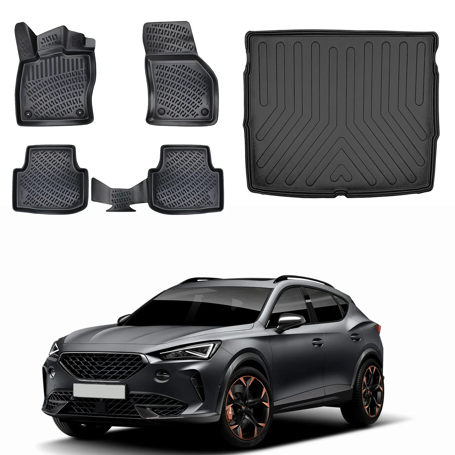 Fußmatten Cargo Trunk Liner passend für Cupra Formentor 2008-2010 Set-Allwetter maximale