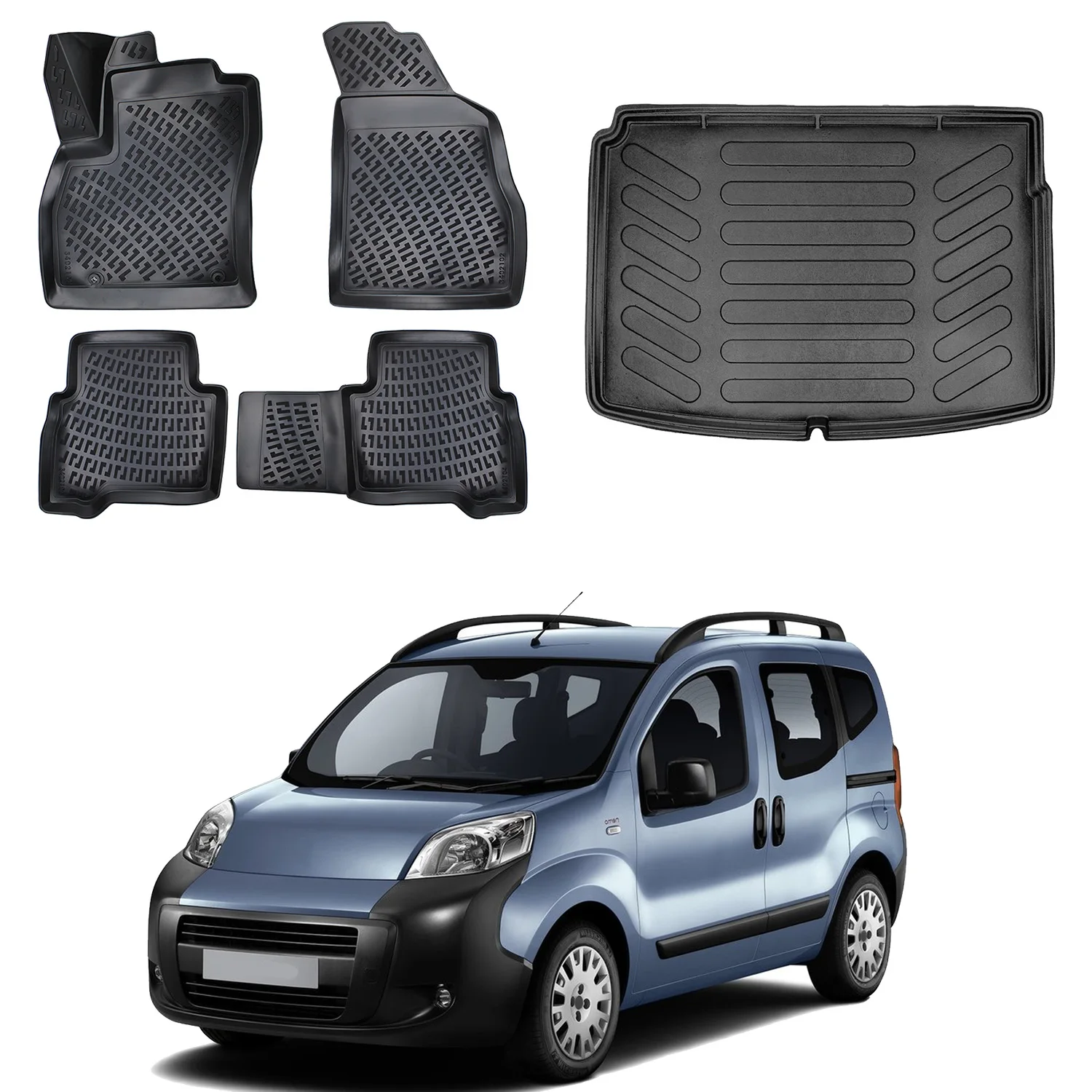 Fußmatten Cargo Trunk Liner passt für Citroen Nemo 2015-2018 Set-Allwetter maximale Abdeckung-Wasser